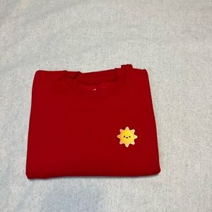 Red Sweatshirt with Sunshine 🌞 emoji